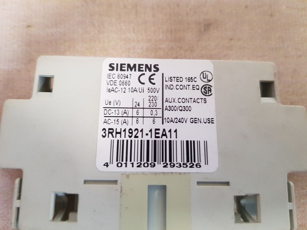 Siemens 3Rh1921-1Ea11 Auxiliary Switch Block