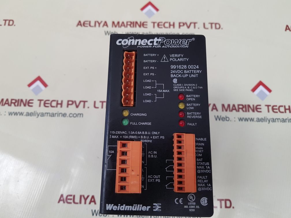 Weidmuller 991628 0024 connect power supply 24vdc battery back-up unit