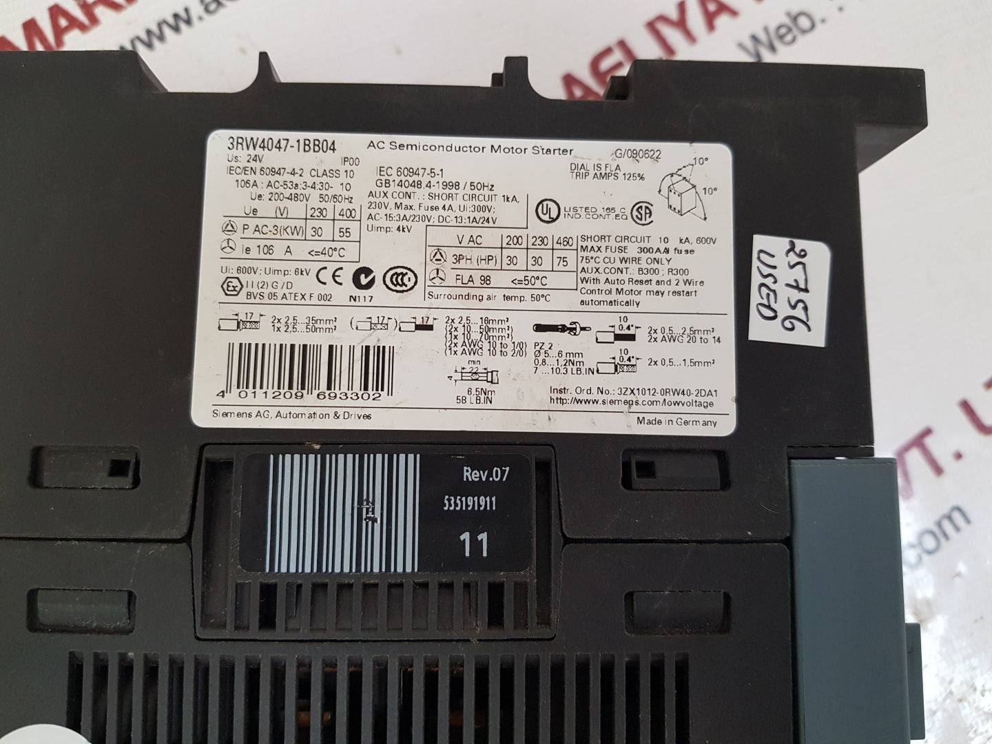 Siemens 3rw4047-1bb04 ac semiconductor motor starter