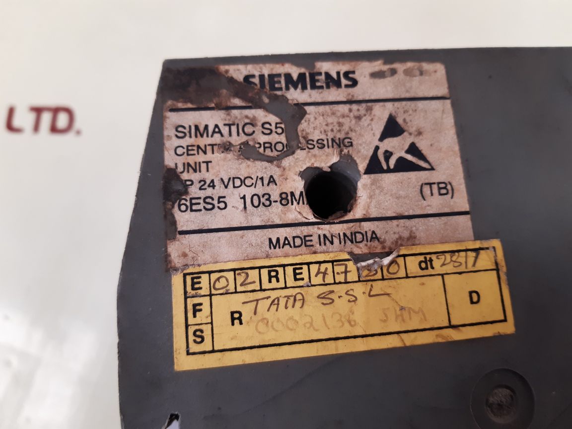 Siemens 6es5 100-8ma02 simatic s5-100u central processing unit