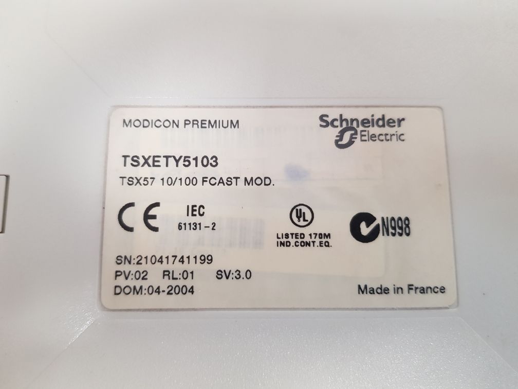 Schneider tsxety5103 ethernet tcp/ip interface module