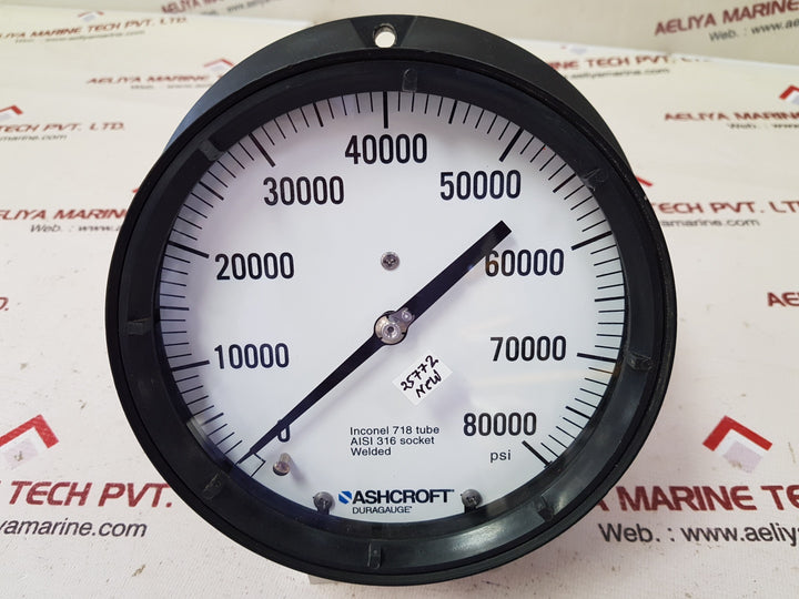 Ashcroft 0 to 80000 psi dial pressure gauge aisi 316 socket welded