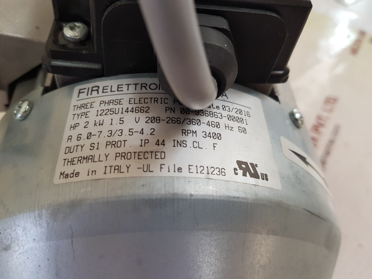 Hobart 00-936863-00001 three phase electric pump 1225u144662