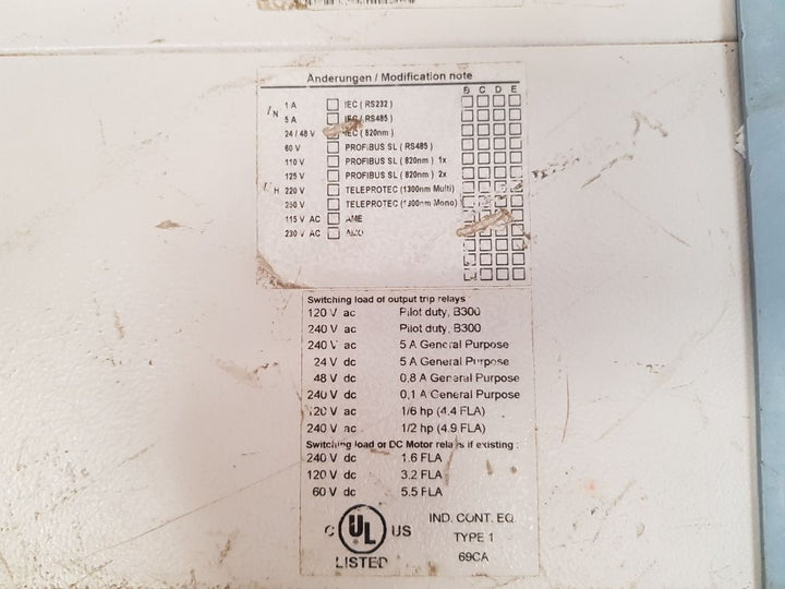 Siemens siprotec line differential protection relay 7sd6101-4bb09-0ba0/dd