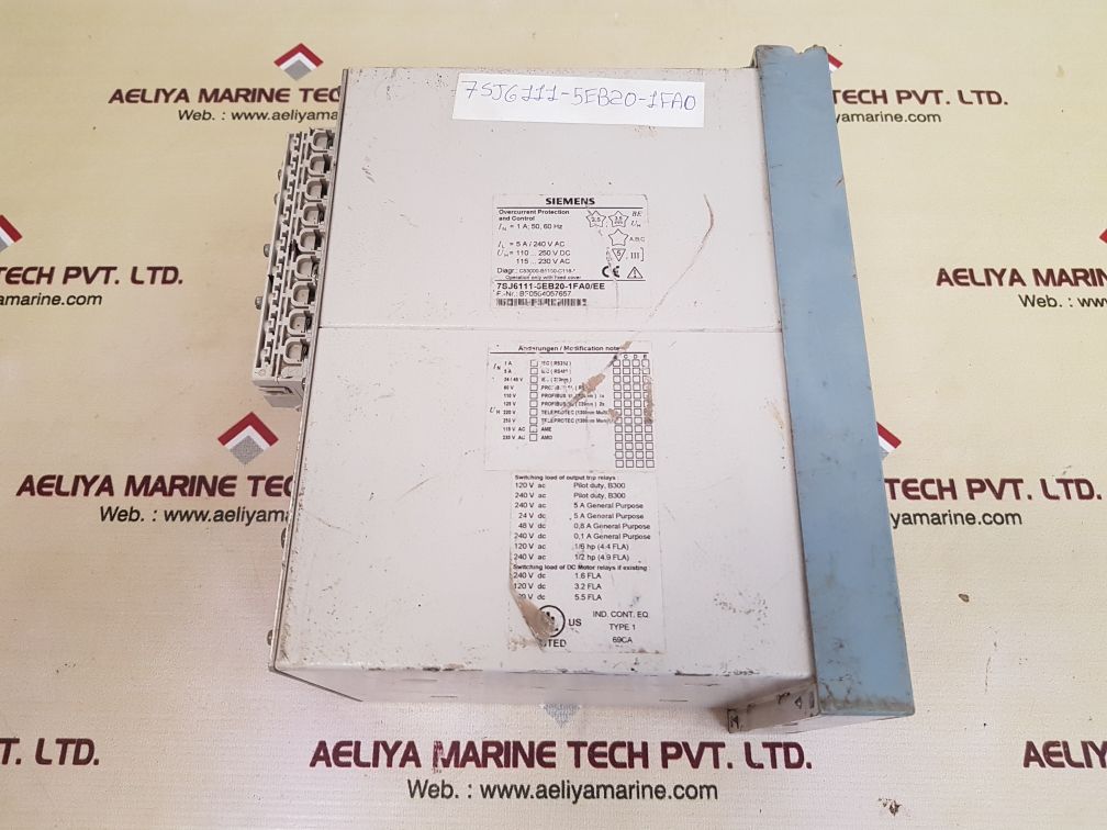 Siemens siprotec 7sj6111-5eb20-1fa0/ee overcurrent protection and control relay 
