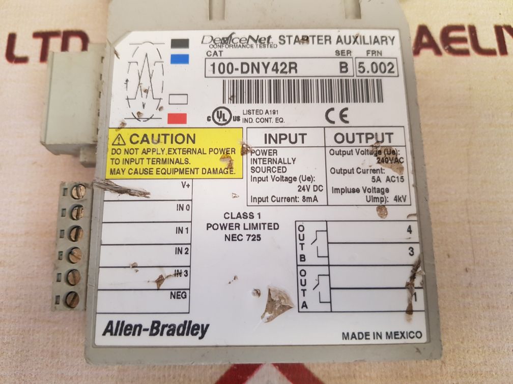 Allen-bradley 100-dny42r ser.b devicenet starter auxiliary 
