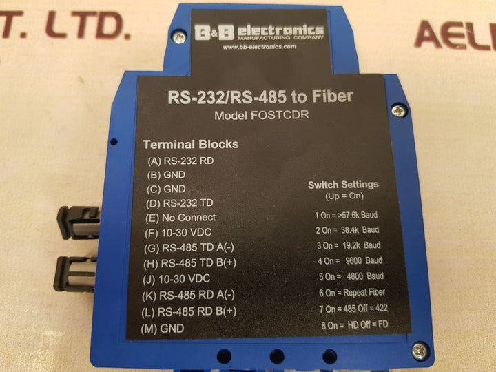 B&b electronics fostcdr rs-232/rs-485 to fiber optic converter

