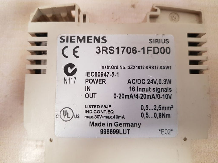 Siemens 3rs1706-1fd00 sirius interface converter
