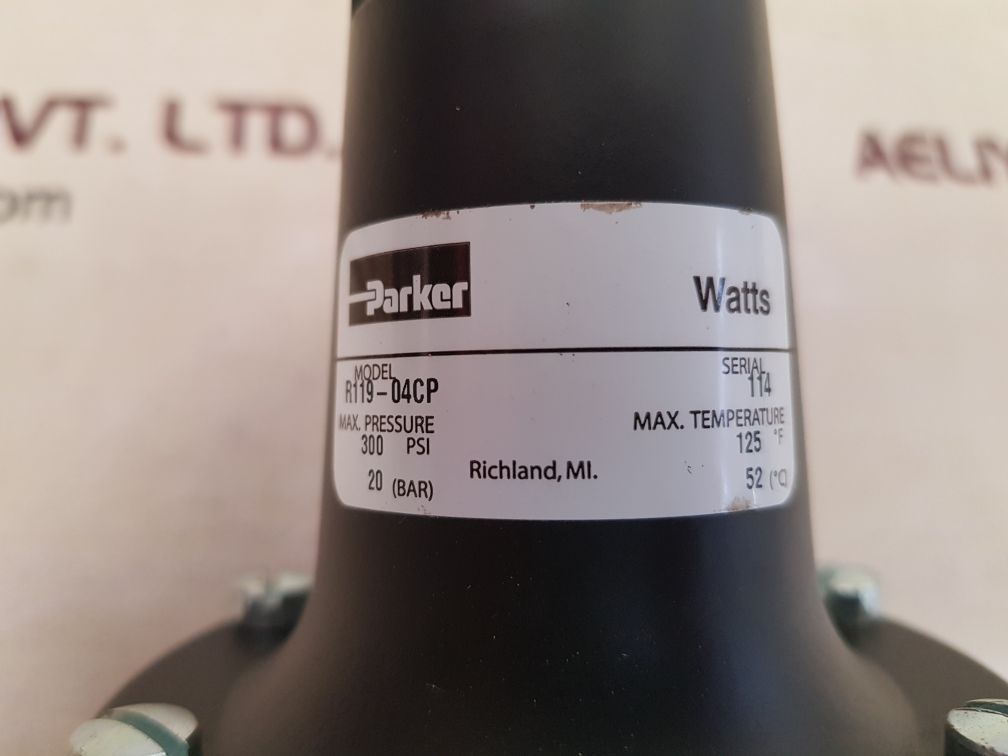 Parker watts r119-04cp regulator 0-9 bar 0-125 psig
