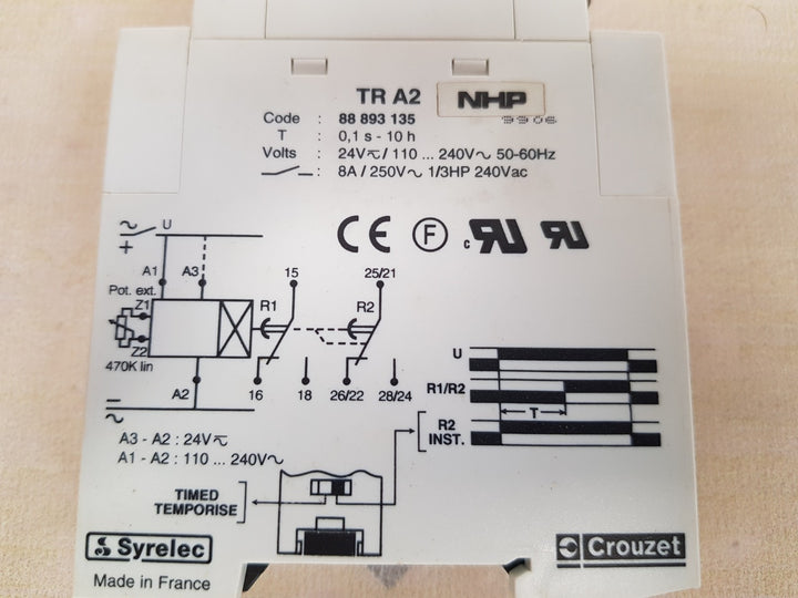Crouzet tr a2 time delay relay 88 893 135