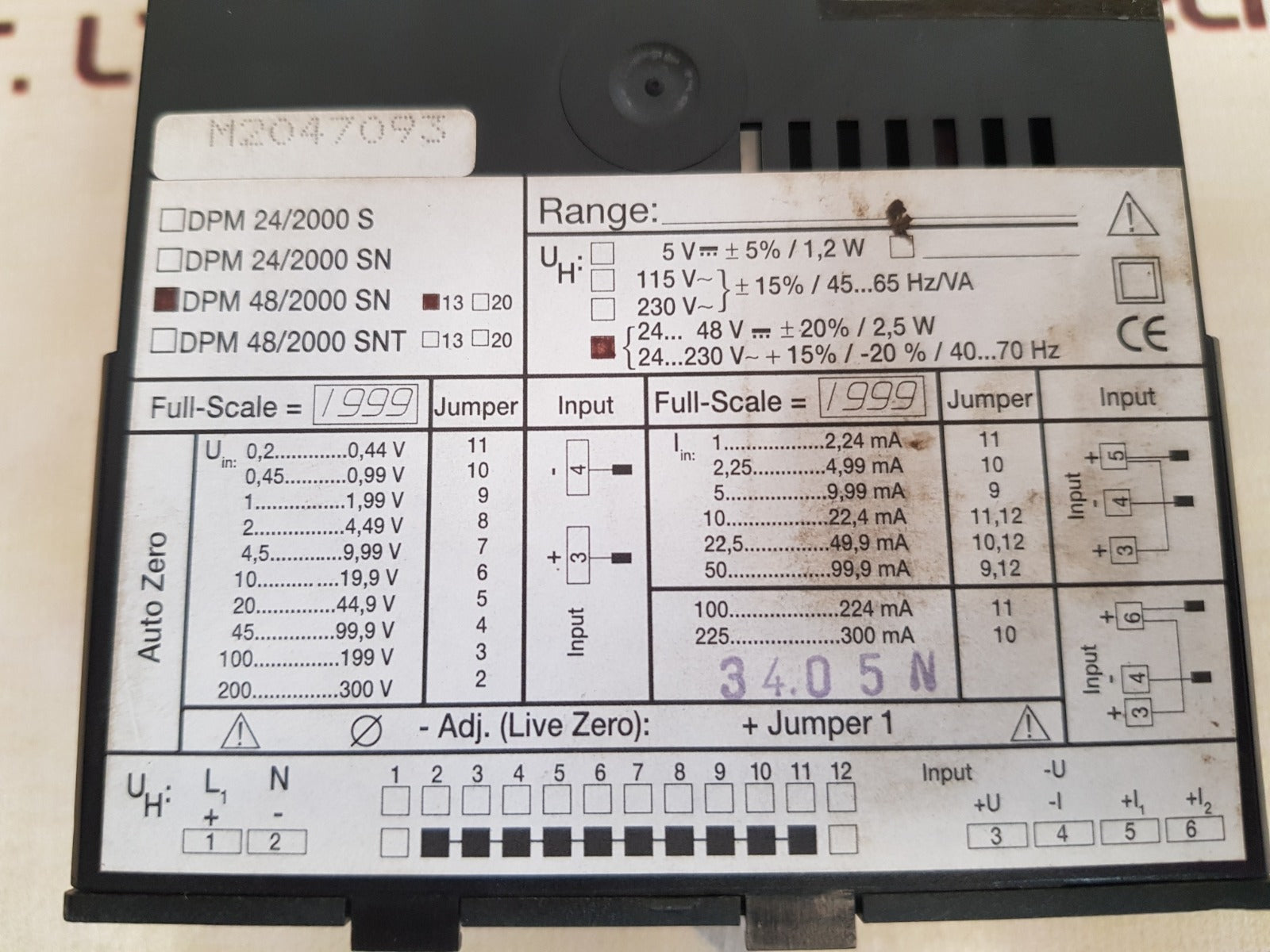 Gmw dpm 48/2000 sn 13 digital panel meter