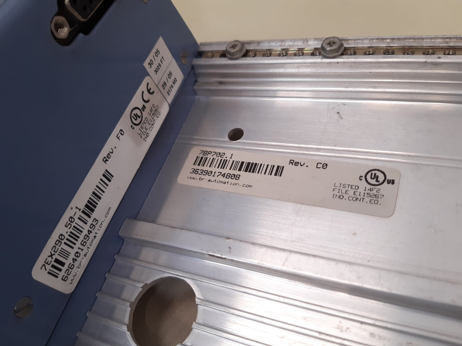 B&r 7ex290.50-1 bus controller with 7bp702.1 module rack