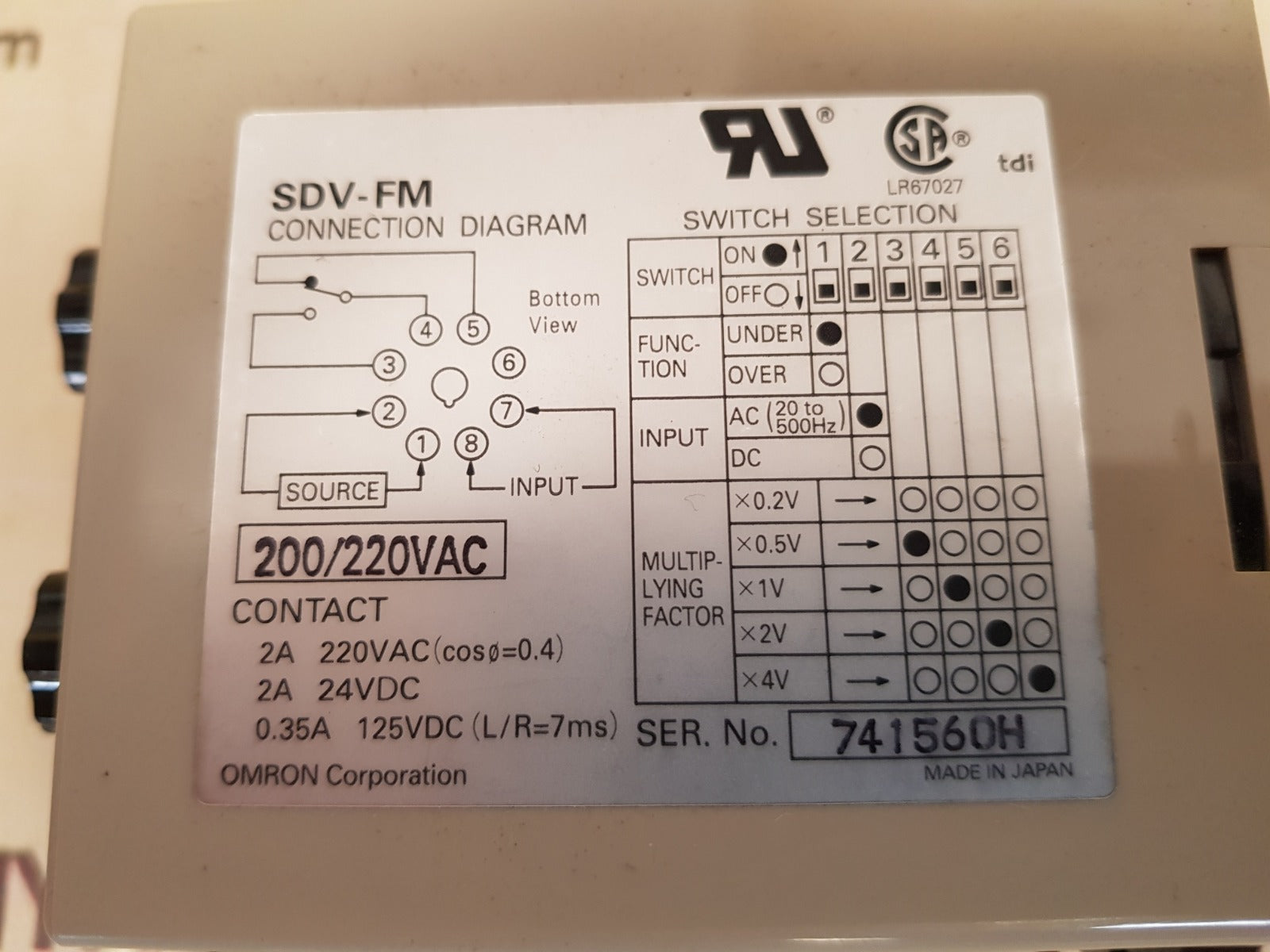 Omron sdv-fm7 voltage sensor