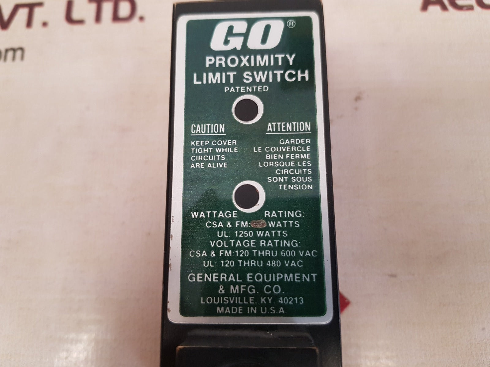 Go systems 112110 proximity limit switch