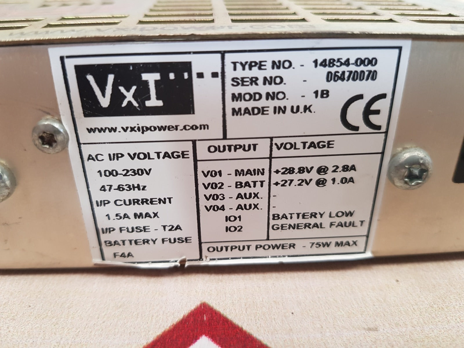 Vxi power 14854-000 battery charger power supply