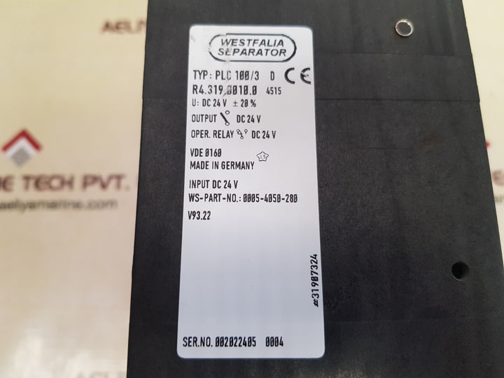 Westfalia separator plc 100/3 d 0005-4050-280 programmable controller