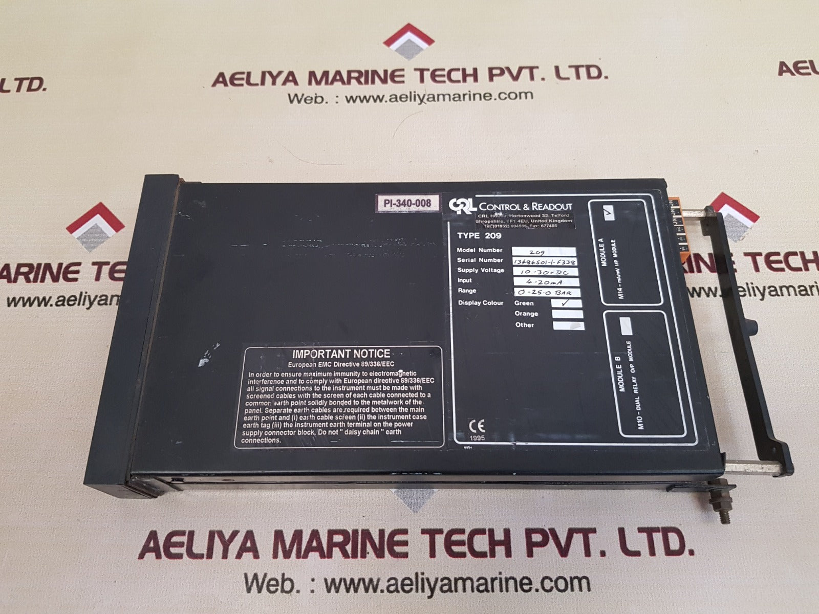 Control & readout 209 control and readout module 0-25.0 bar