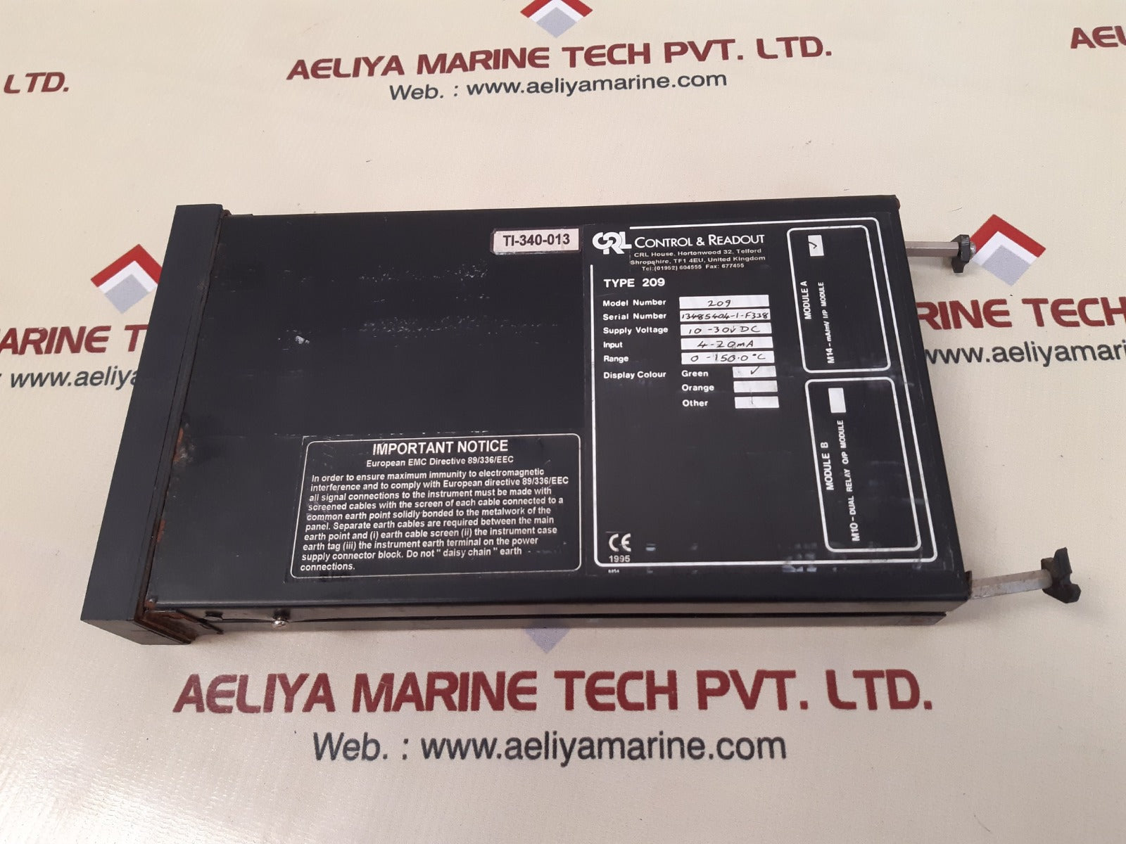 Control & readout 209 control and readout module range. 0-150.0°c