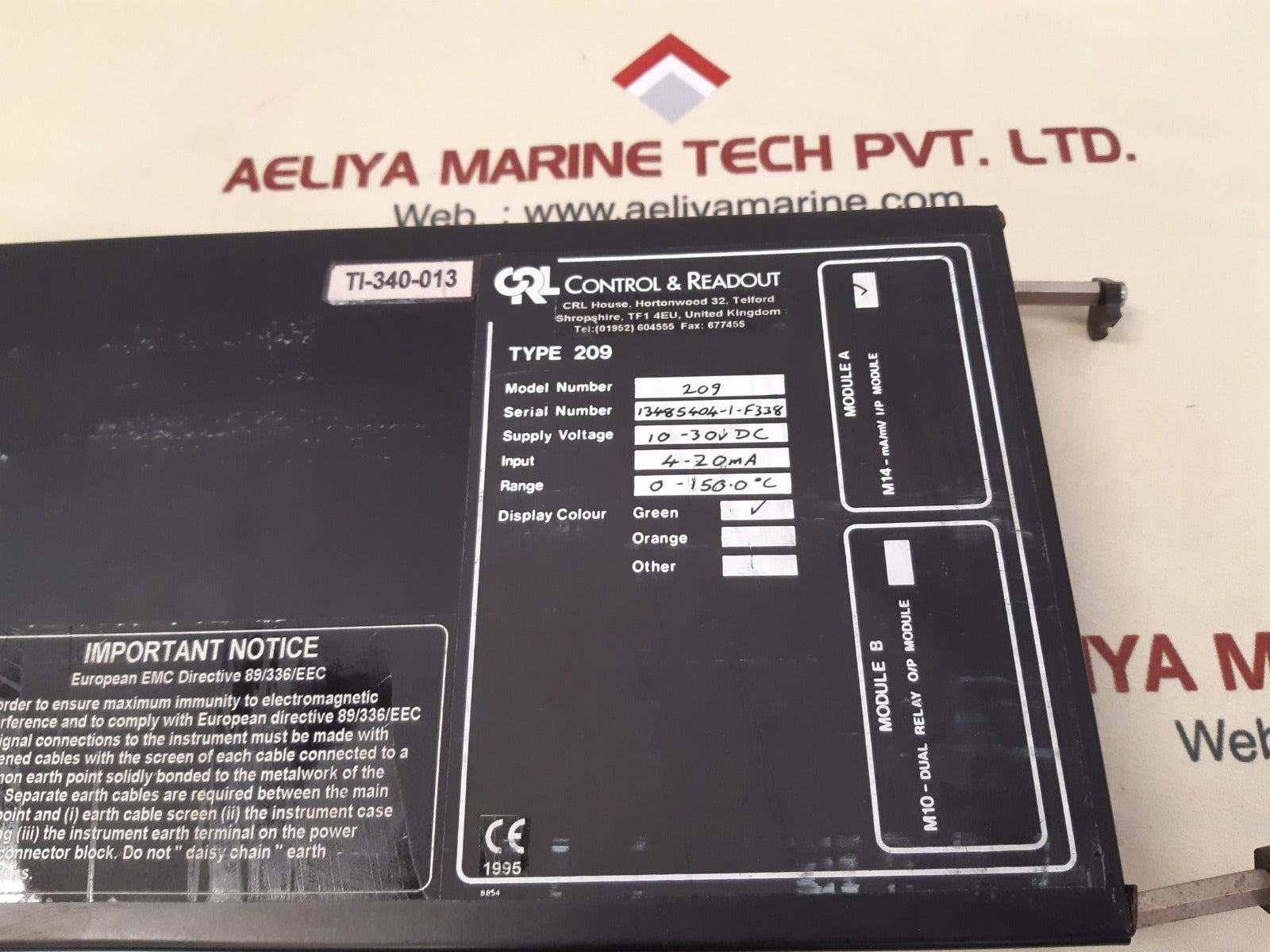 Control & readout 209 control and readout module range. 0-150.0°c