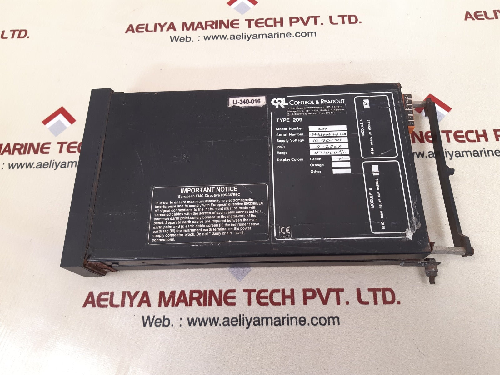 Control & readout 209 control and readout module range 0-100 %