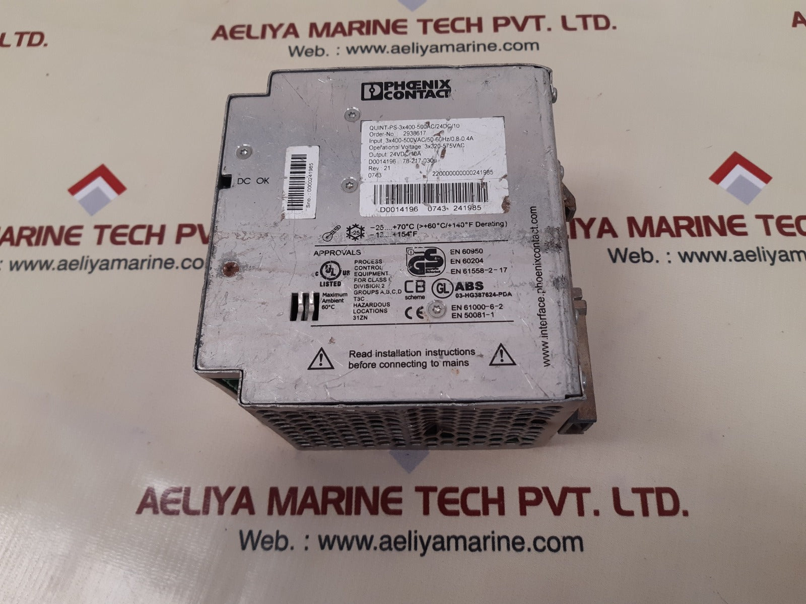 Phoenix contact quint-ps 3x400-500 ac/24 dc/10 power supply