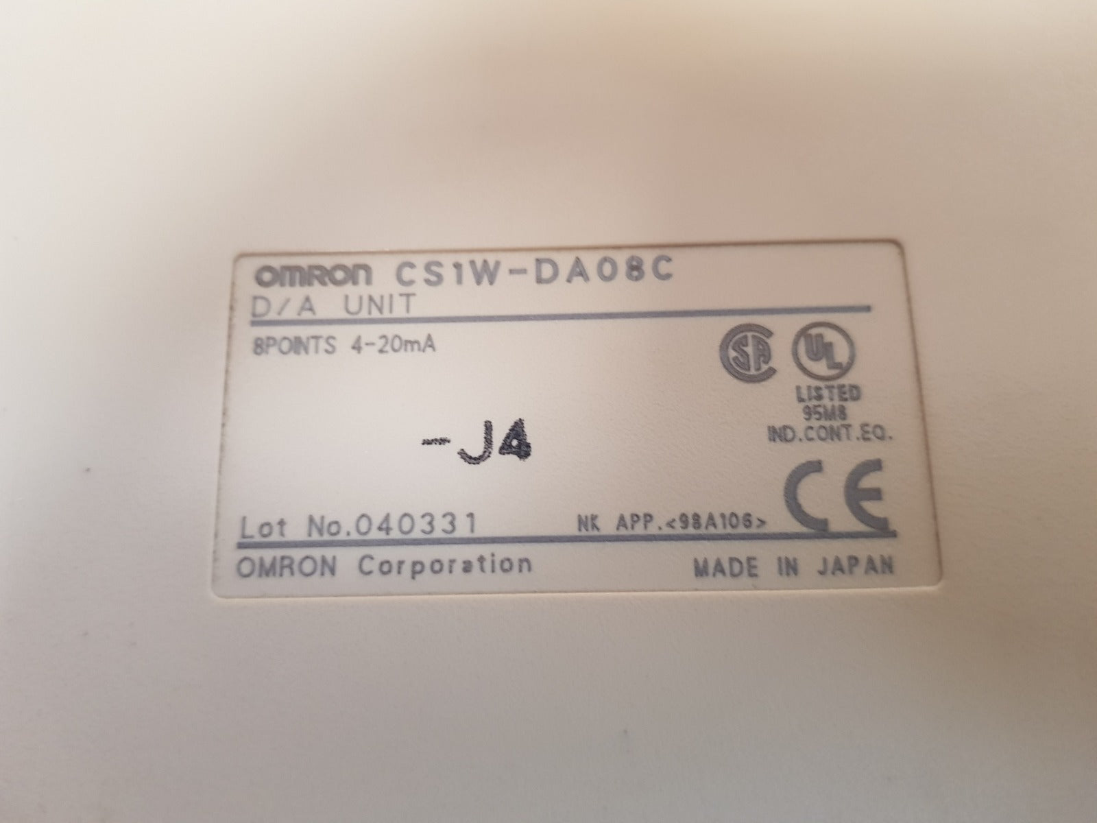 Omron cs1w-da08c 8 points 4-20 ma analog output unit