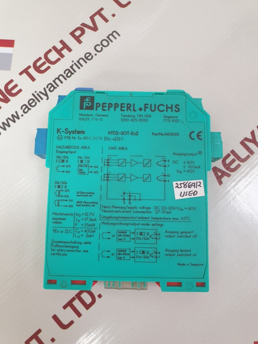 Pepperl+fuchs kfd2-sot-ex2 switch amplifier 34065s