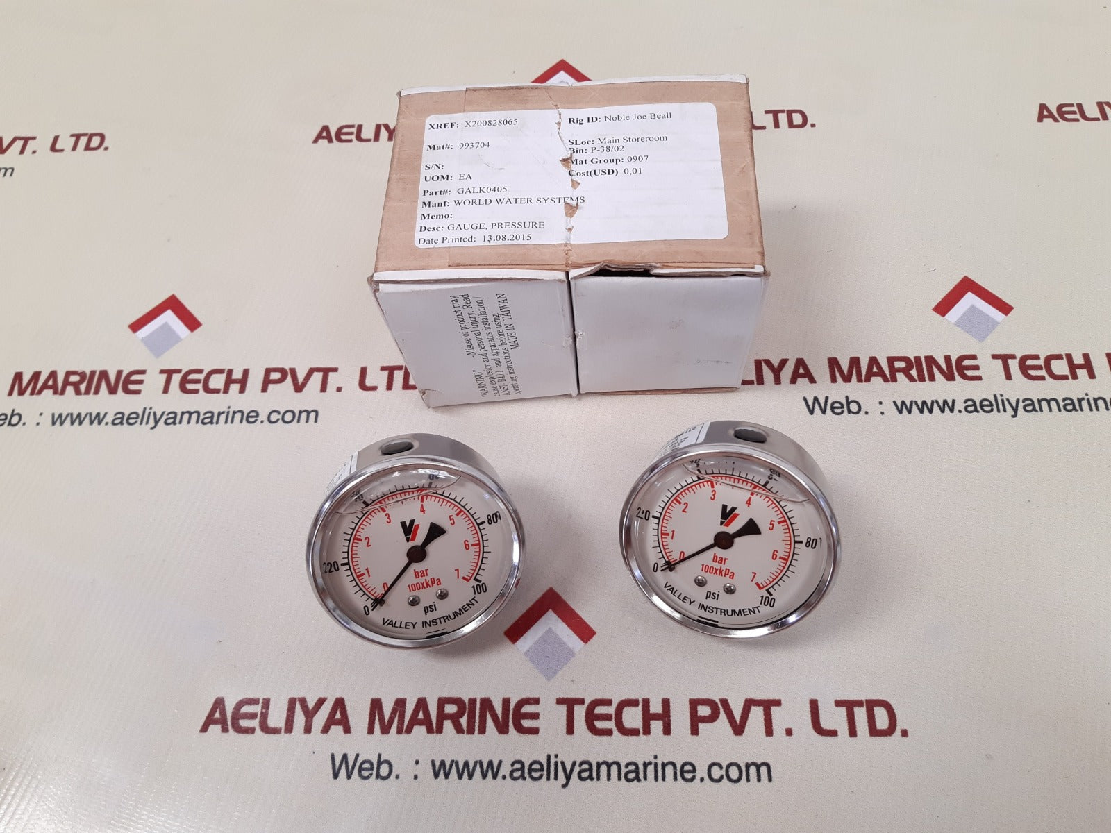 Valley instruments pressure gauge 0-100psi