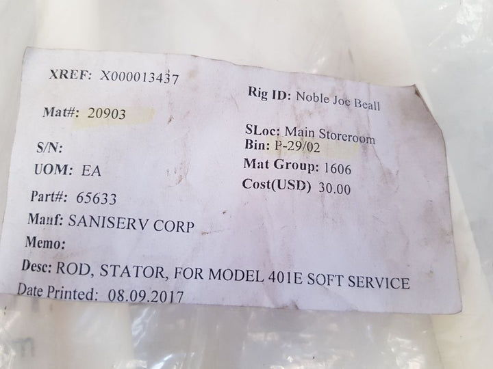 Saniserv 65633 rod stator plastic
