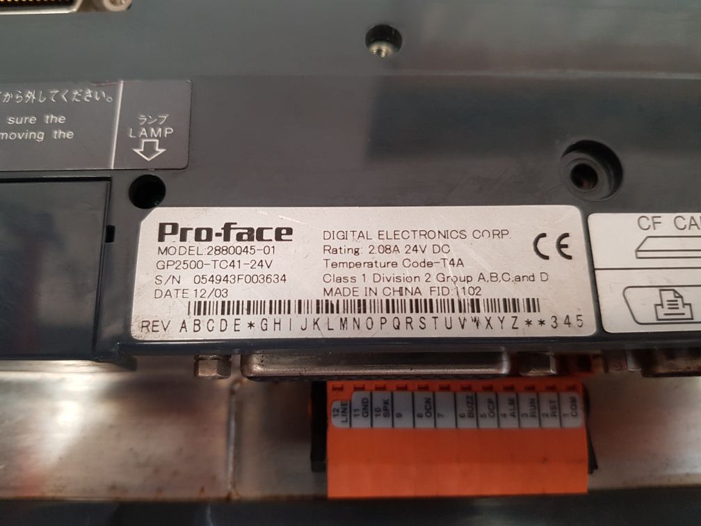 Pro-face 2880045-01 operator interface touch panel gp2500-tc41-24v Used