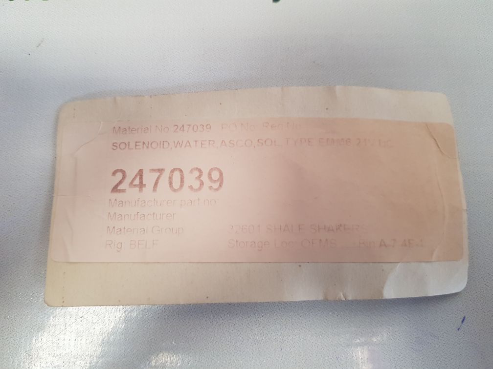 Asco wsemetb262c020 solenoid valve