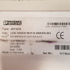 Phoenix contact 2871619 touch screen panel dv-mpd5015 005-aa a.03