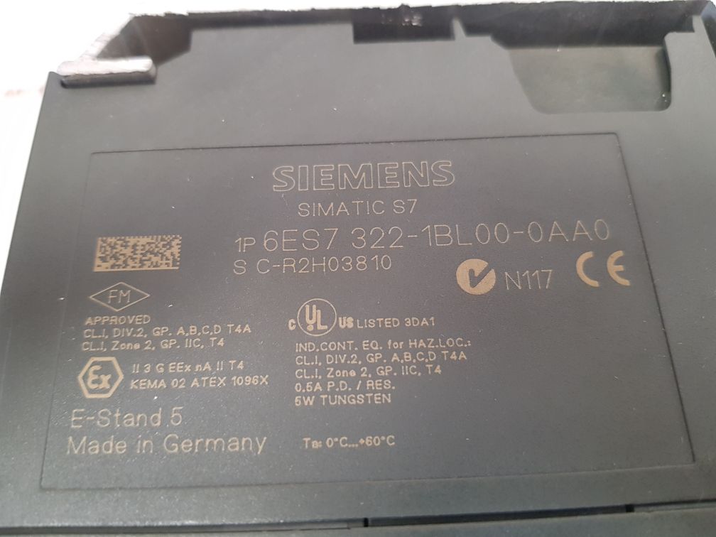 Siemens simatic s7 6es7 322-1bl00-0aa0 output module rack