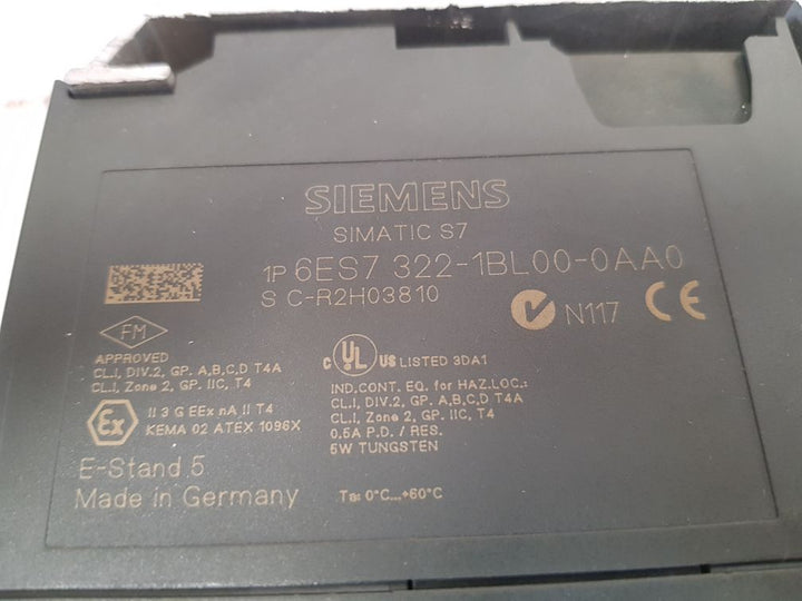 Siemens simatic s7 6es7 322-1bl00-0aa0 output module rack