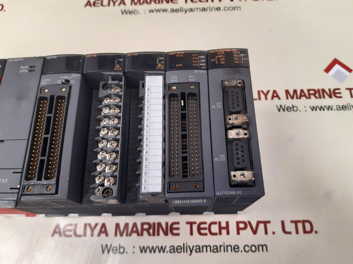 Mitsubishi melsec q61p-a2,q00cpu,qx42,qy10,qd75p4,qj71c24n-r2 module rack