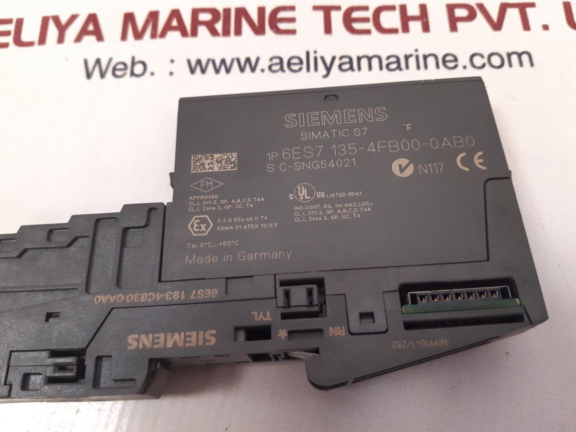 Siemens 6es7 135-4fb00-0ab0 analog ouput module with 6es7 193-4cb30-0aa0