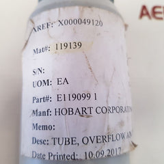 Hobart e119099 1 overflow am12 dish washer tube