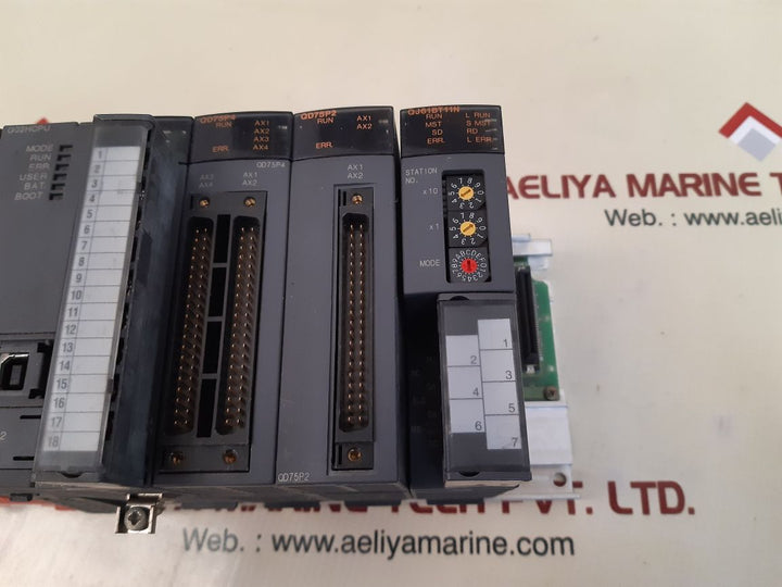 Mitsubishi melsec q61p-a2,q02hcpu,q68davn,qd75p4,qd75p2,qj61bt11n module rack