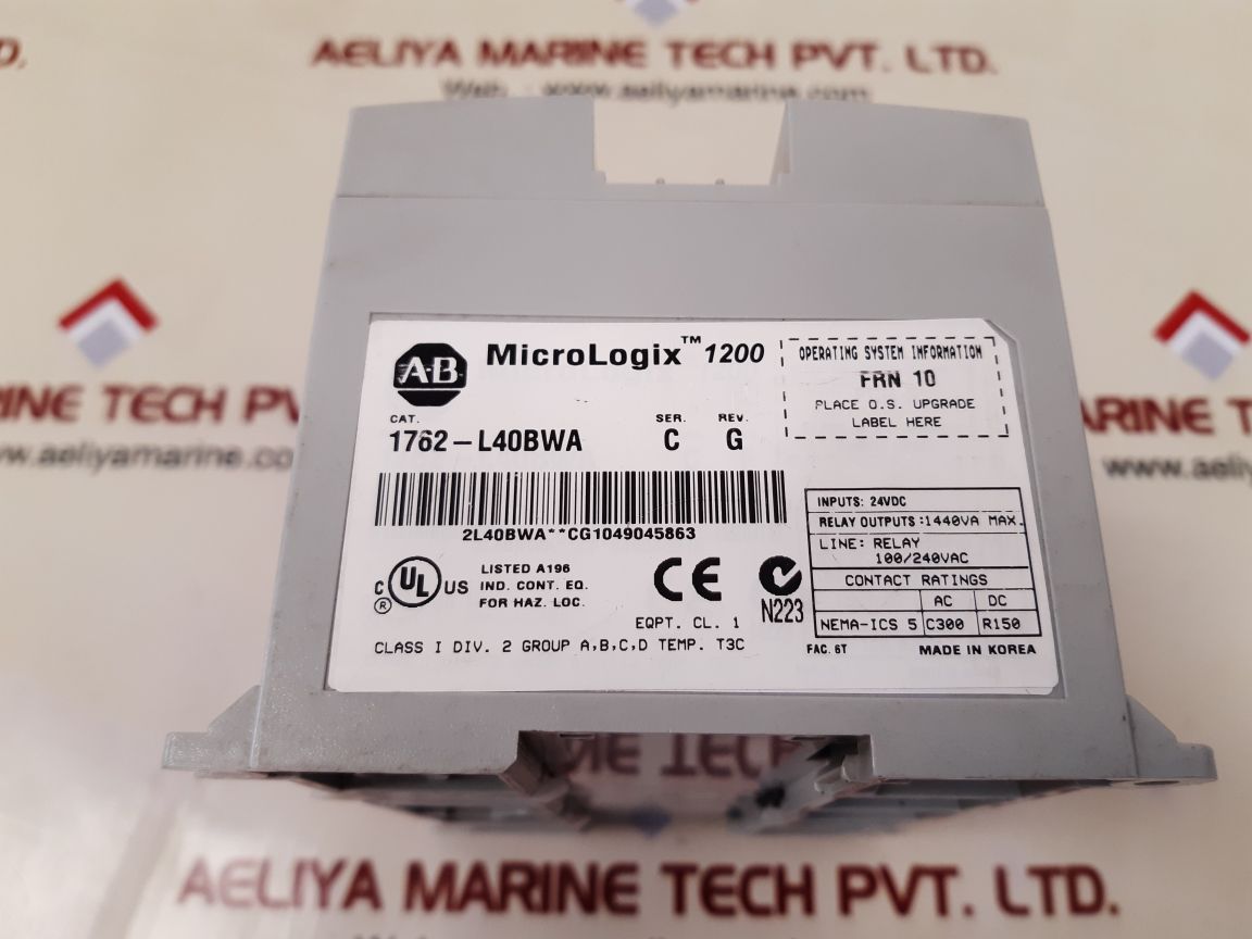 Allen-bradley 1762-l40bwa micrologix 1200 controller ser.c rev.g