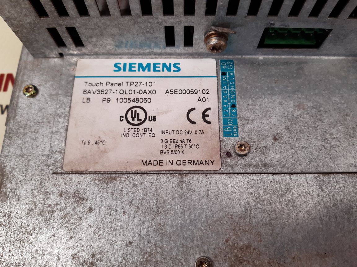 Siemens 6av3627-1ql01-0ax0 simatic tp27 touch panel
