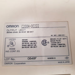 Omron c200h-0c222 output unit 250vac/24vdc 2a/point 8a/unit