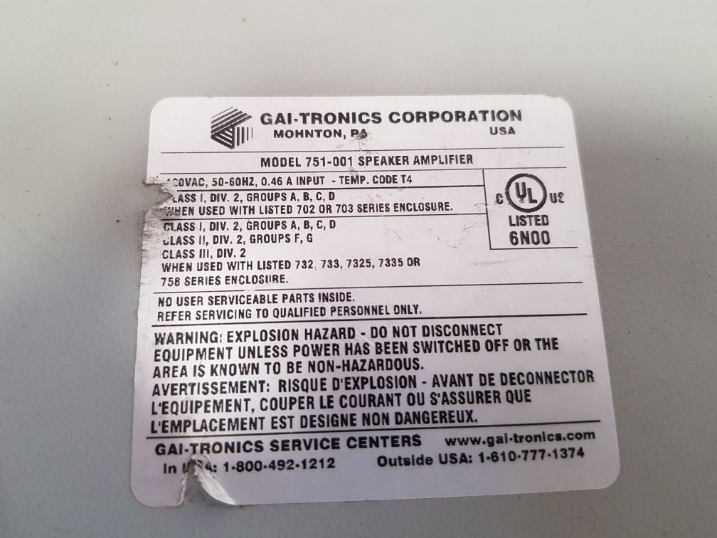 Gai-tronics 751-001 page/party system speaker amplifier