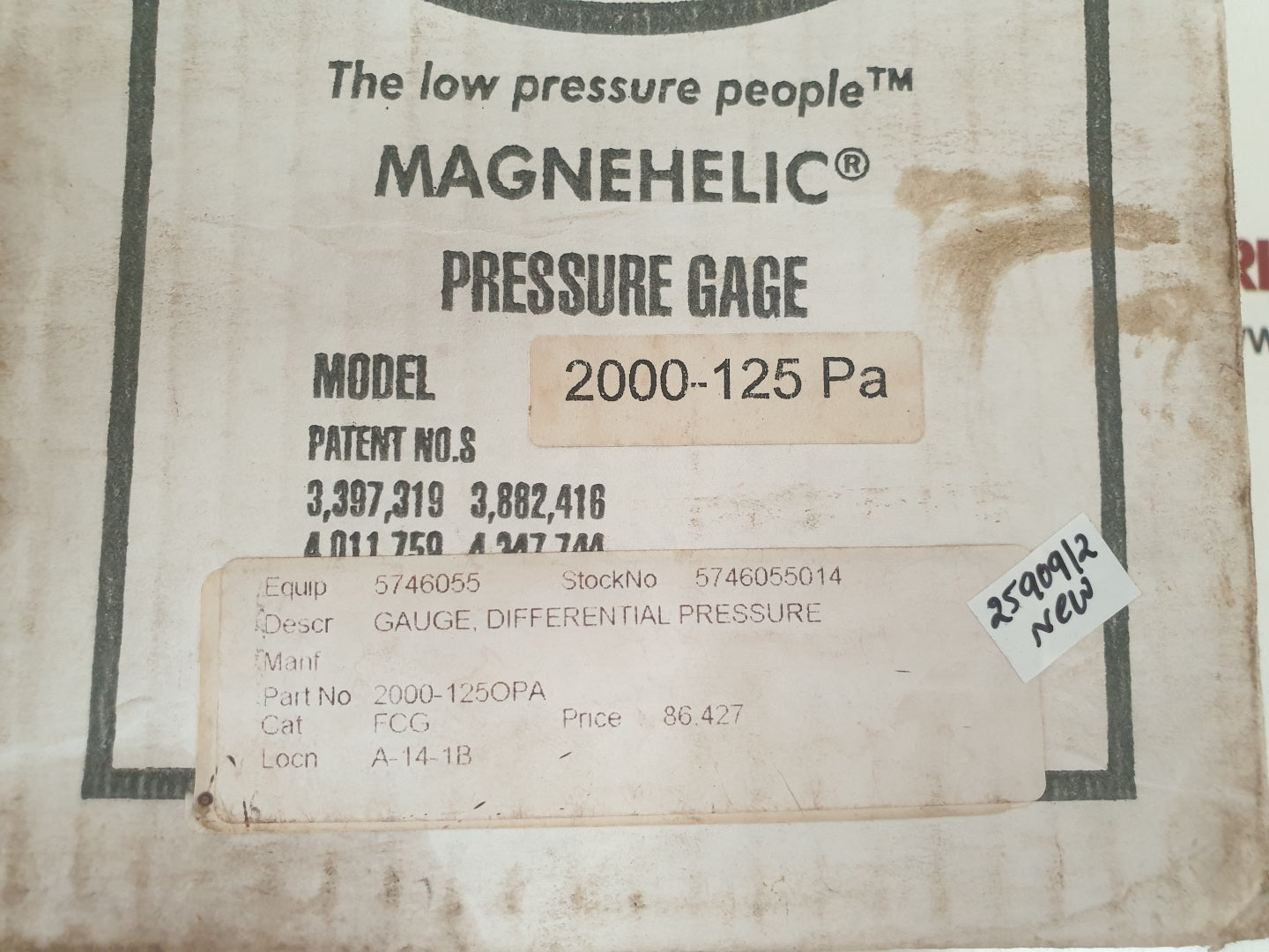 Dwyer 2000-125pa magnehelic differential pressure gauge 