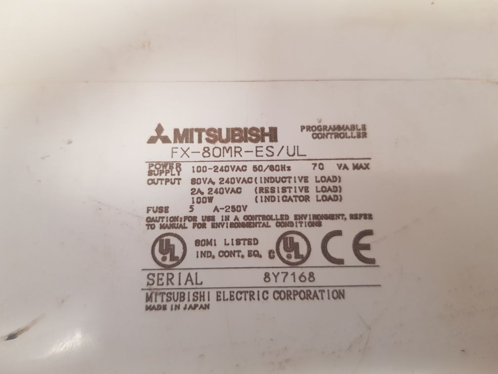 Mitsubishi electric fx-80mr-es/ul programmable controller