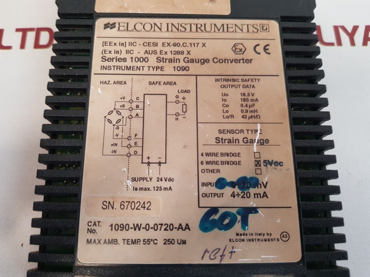 Elcon series 1000 strain gauge converter 1090-w-0-0720-aa