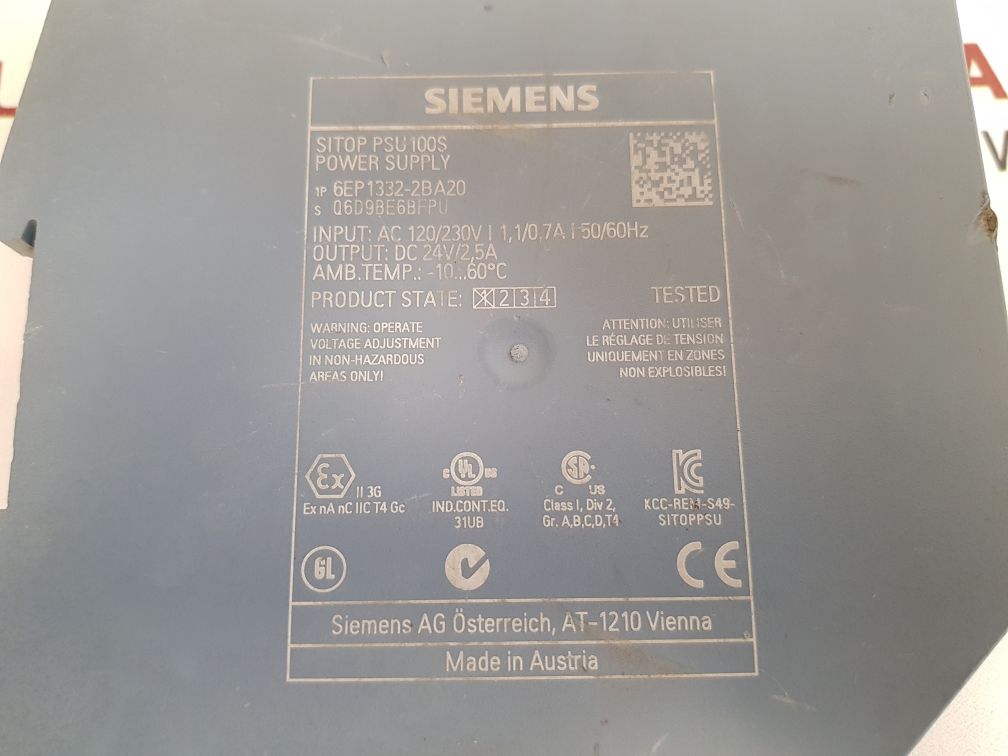 Siemens 6ep1332-2ba20 sitop psu100s power supply