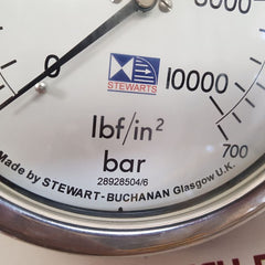 Stewarts 316 s.s.tube and socket pressure gauge 0-10000