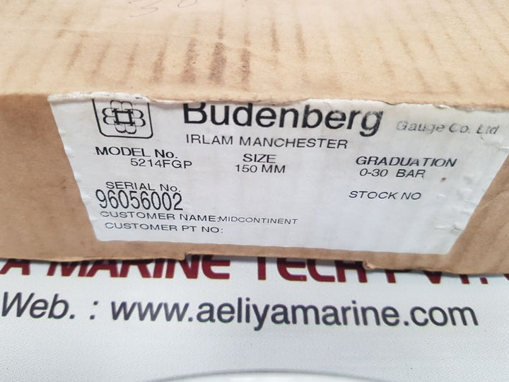 Budenberg 5214fgp standard test gauge 0-30 bar