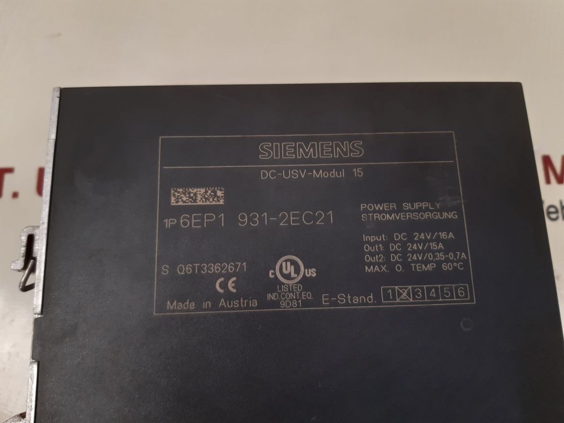 Siemens 6ep1 931-2ec21 dc-usv-modul 15 power supply