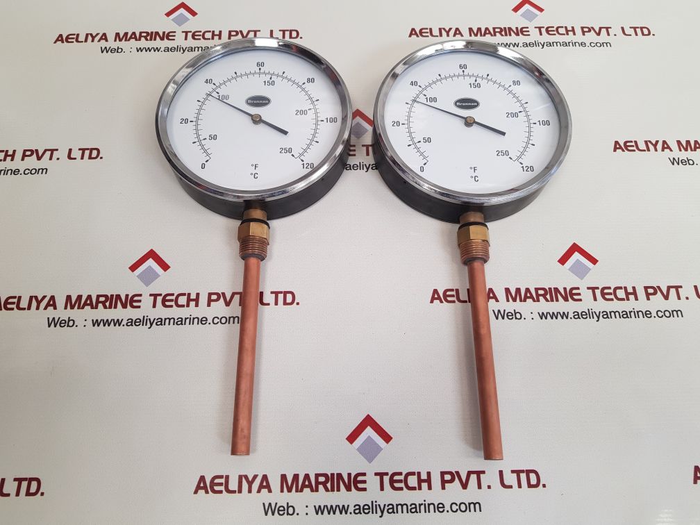 Brannan 150mm dial bottom entry thermometer 0 to 120°c